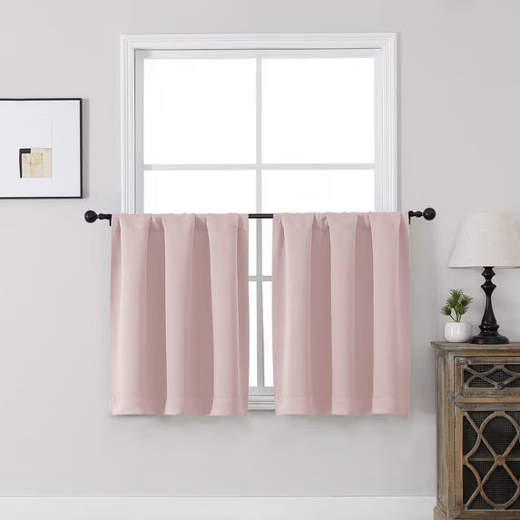 MKHILL Vela Blush Blackout Thermal Tier Curtains 2 Panels