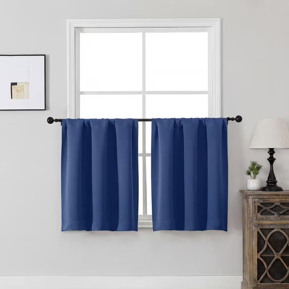 MKHILL Vela Royal Blue Short Blackout Curtains 24 Inch Length 2 Panels