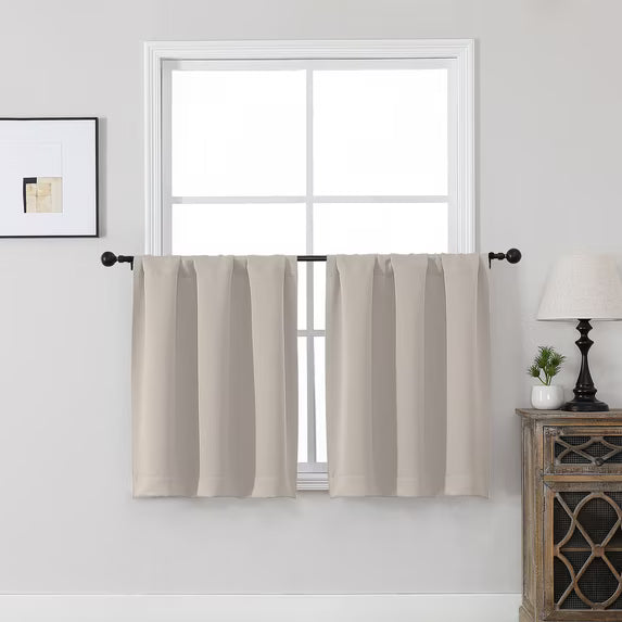 MKHILL Vela Stone Short Blackout Curtains 24 Inch Length 2 Panels
