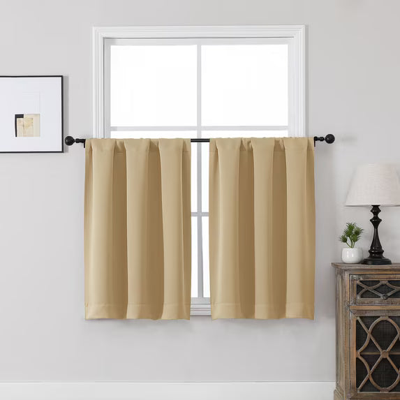 MKHILL Vela Gold Short Blackout Curtains 24 Inch Length 2 Panels
