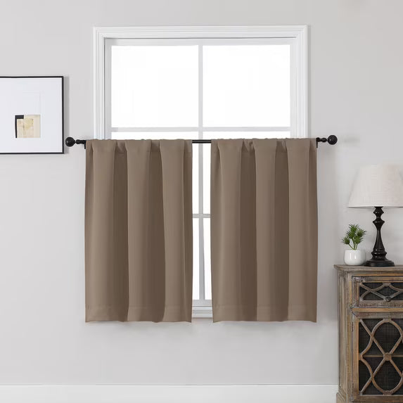 MKHILL Vela Barley Blackout Tier Curtains 24 Inch 2 Panels