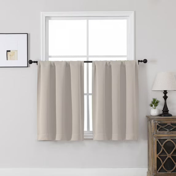 MKHILL Vela Stone Short Blackout Curtains 24 Inch Length 2 Panels
