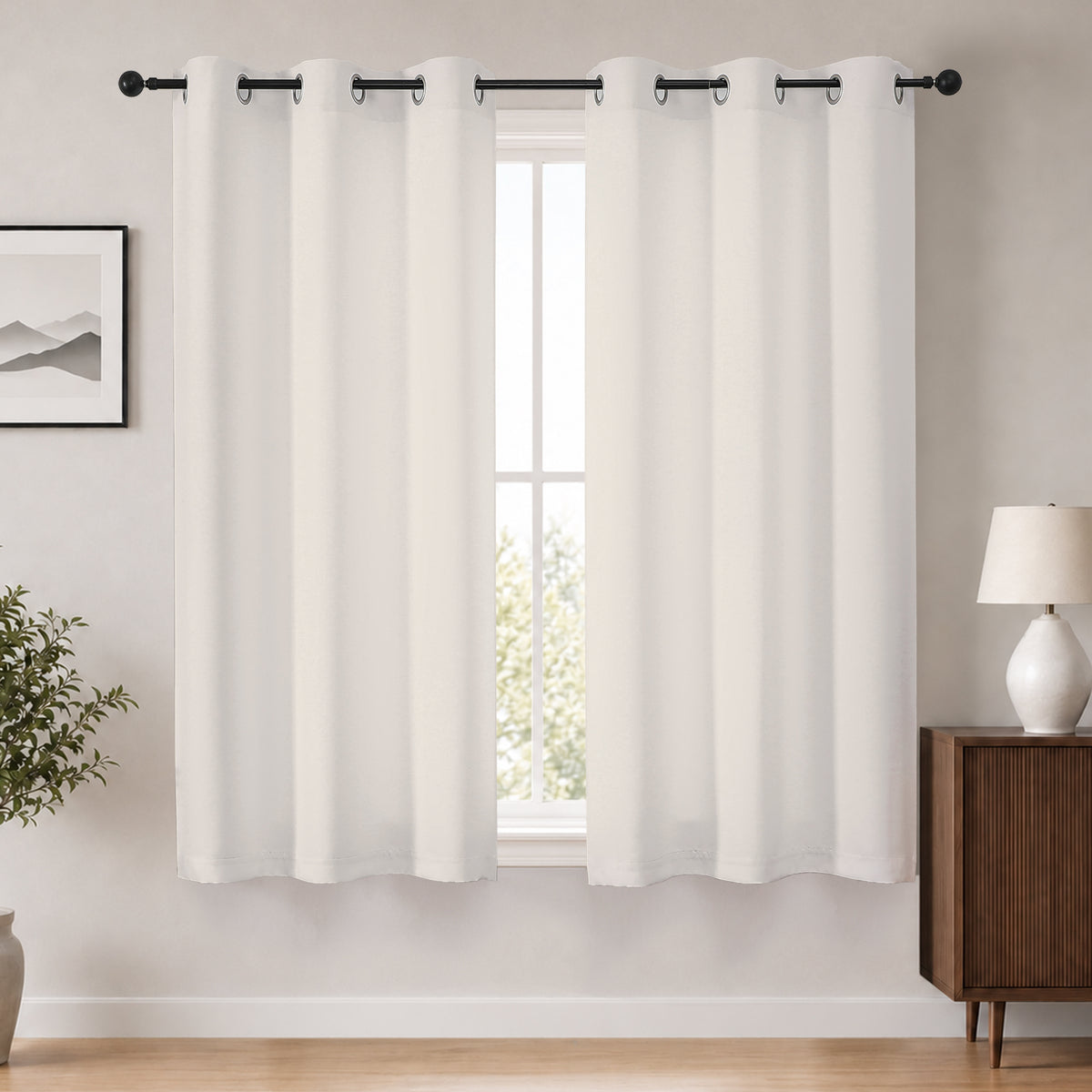 MKHILL Grommet Blackout Curtains, 2 Panels - Natural - 40"W x 63"L - 2 Panels