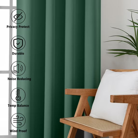 MKHILL Vela Ever Green Blackout Thermal Tier Curtains 2 Panels， 30"W x 24"L