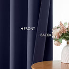 MKHILL Vela Navy Short Blackout Curtains 24 Inch Length 2 Panels