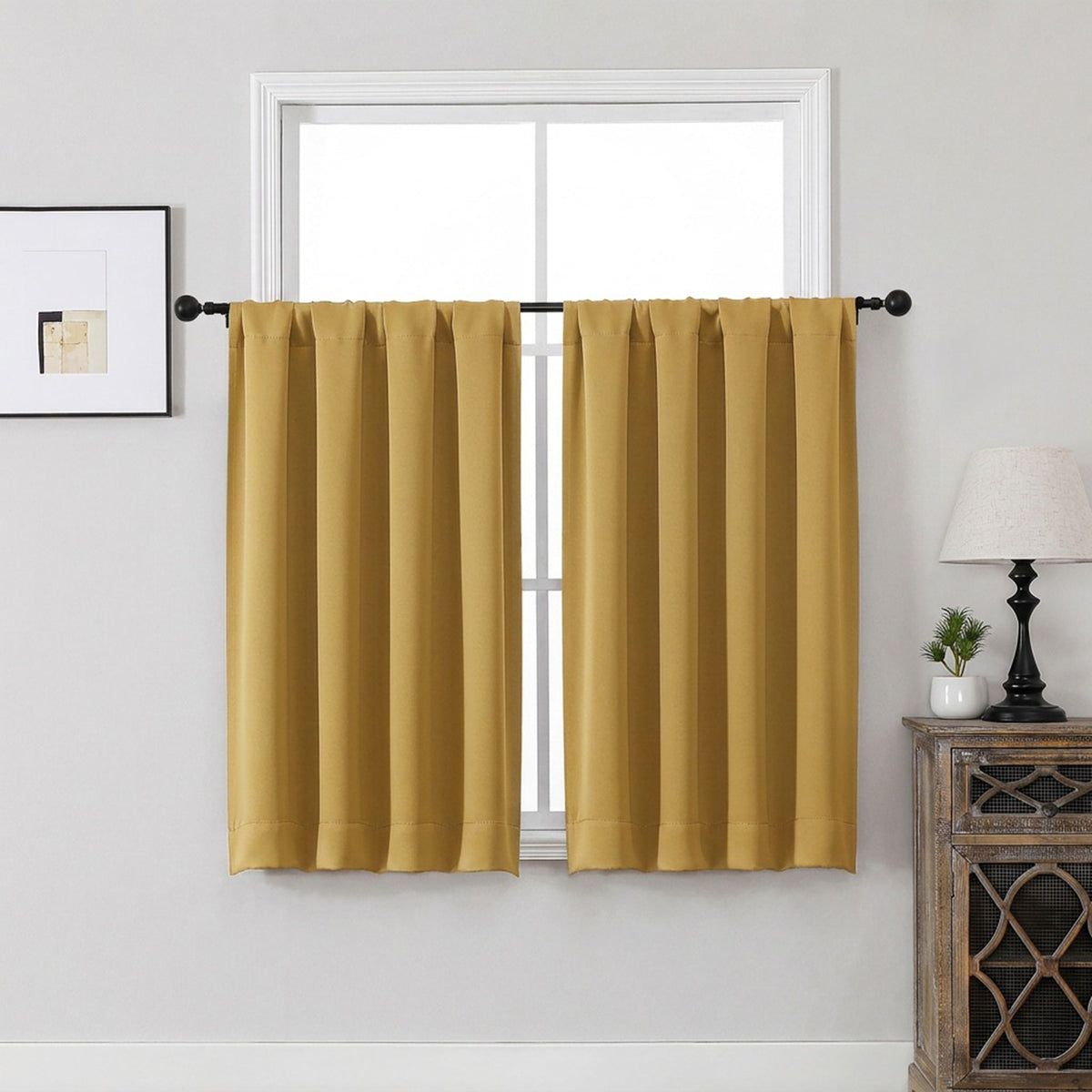 MKHILL Aether Blackout Curtains, 2 Panels - Bright Gold - 40"W x 45"L - 2 Panels