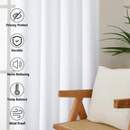 MKHILL Grommet Blackout Curtains, 2 Panels - Pure White - product detail