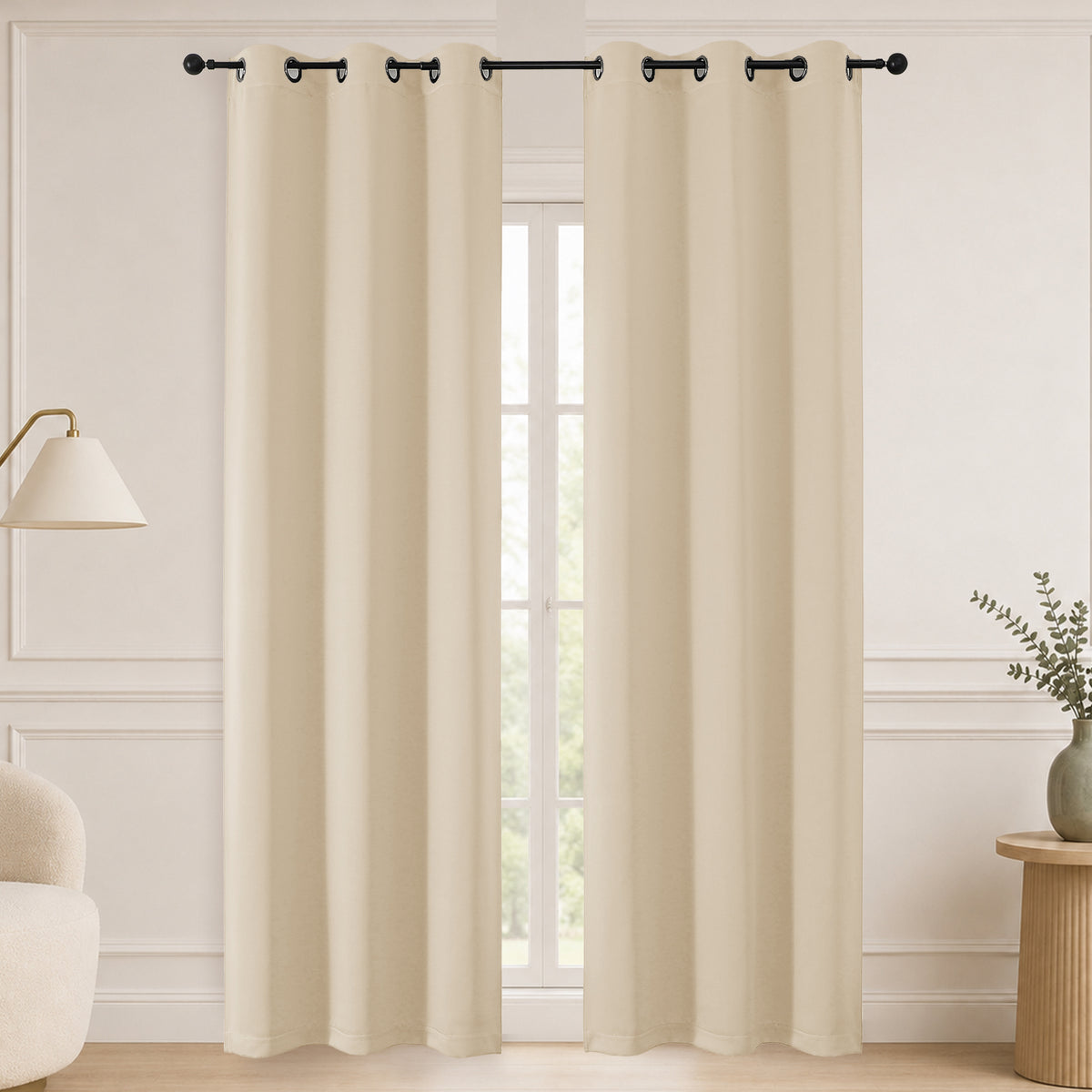 MKHILL Grommet Blackout Curtains, 2 Panels - Biscotti Beige - 40"W x 84"L - 2 Panels