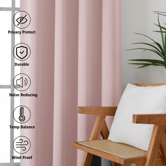 MKHILL Vela Blush Blackout Thermal Tier Curtains 2 Panels