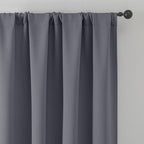 MKHILL Vela Charcoal Short Blackout Curtains 24 Inch 2 Panels