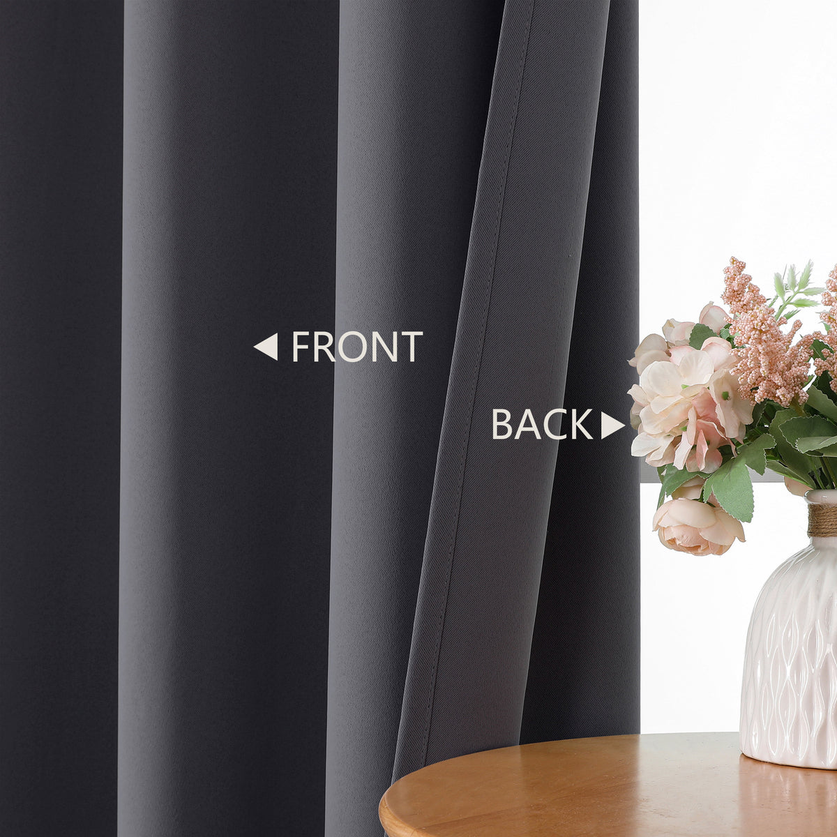 MKHILL Grommet Blackout Curtains, 2 Panels - Charcoal - product detail