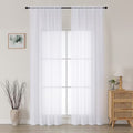MKHILL 42x84 White Sheer Curtains 2 Panels Set