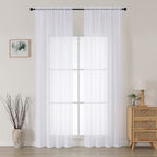 MKHILL 42x84 White Sheer Curtains 2 Panels Set