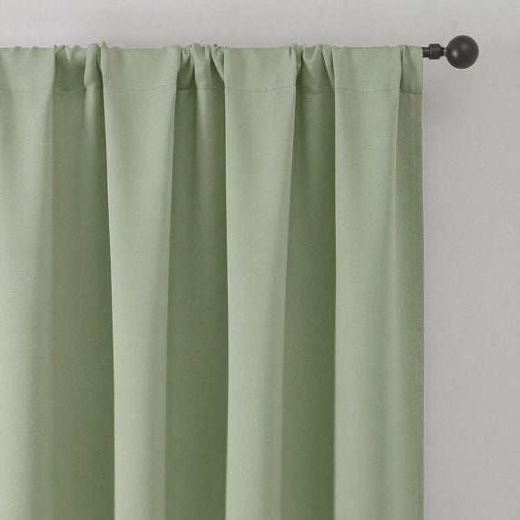 MKHILL Vela Blackout Tier Curtains 24 Inch 2 Panels, Light Green