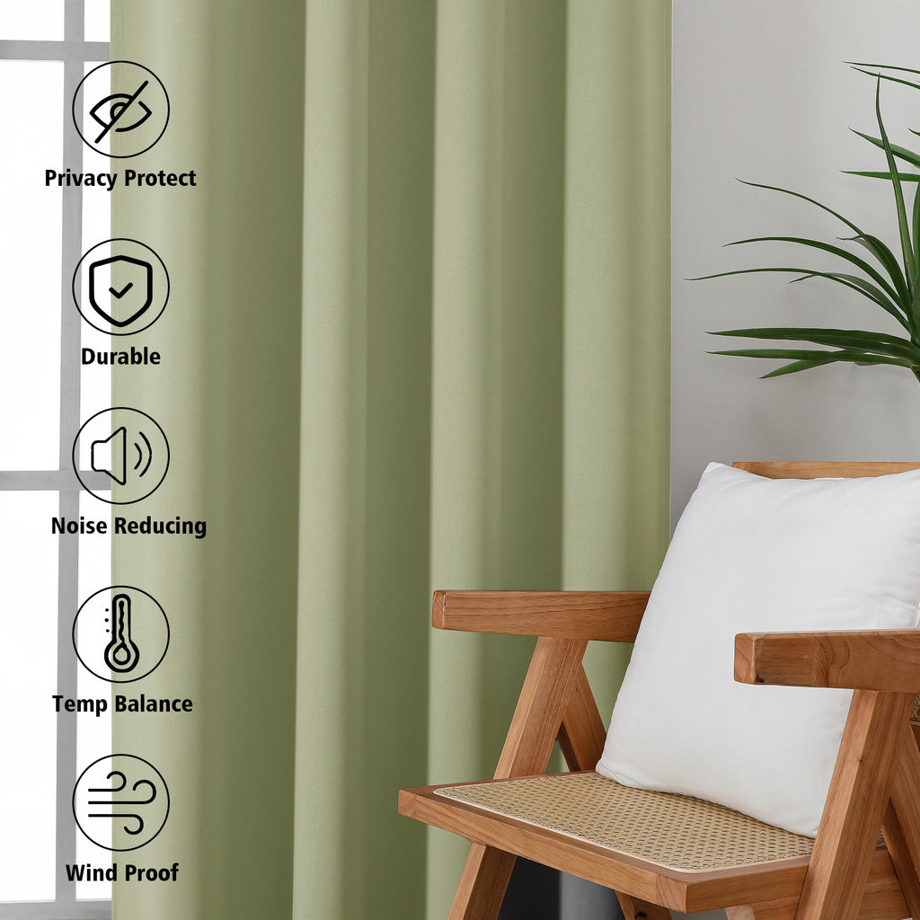 MKHILL Grommet Blackout Curtains, 2 Panels - Sage Green - product detail