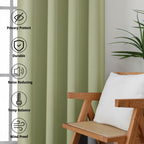 MKHILL Grommet Blackout Curtains, 2 Panels - Sage Green - product detail