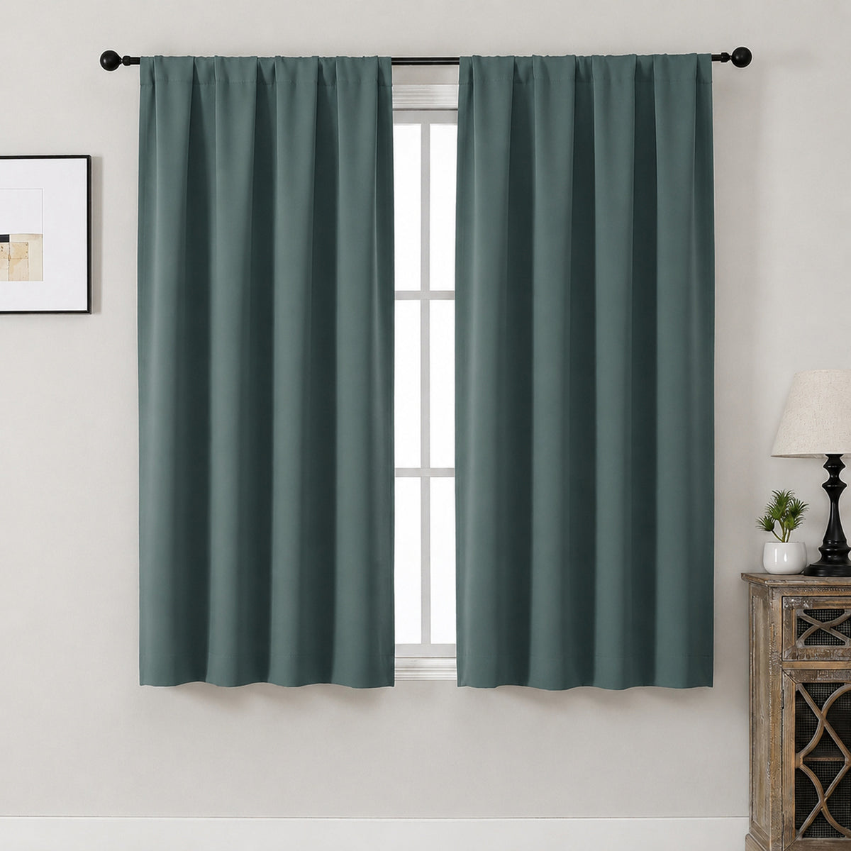 MKHILL Aether Blackout Curtains, 2 Panels - Moss Green - 40"W x 54"L - 2 Panels