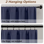 MKHILL Vela Navy Short Blackout Curtains 24 Inch Length 2 Panels