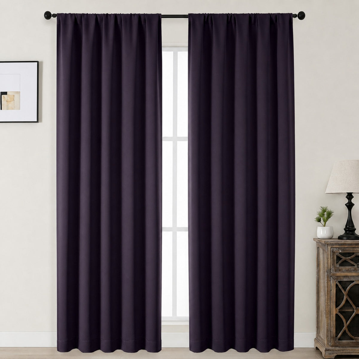 MKHILL Aether Blackout Curtains, 2 Panels - Blackberry - 50"W x 90"L - 2 Panels