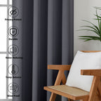MKHILL Grommet Blackout Curtains, 2 Panels - Charcoal - product detail
