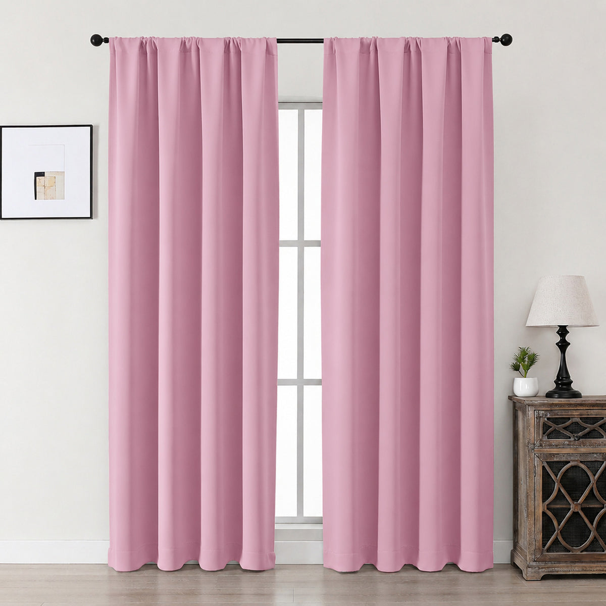 MKHILL Aether Blackout Curtains, 2 Panels - Blush Pink - 40"W x 84"L - 2 Panels