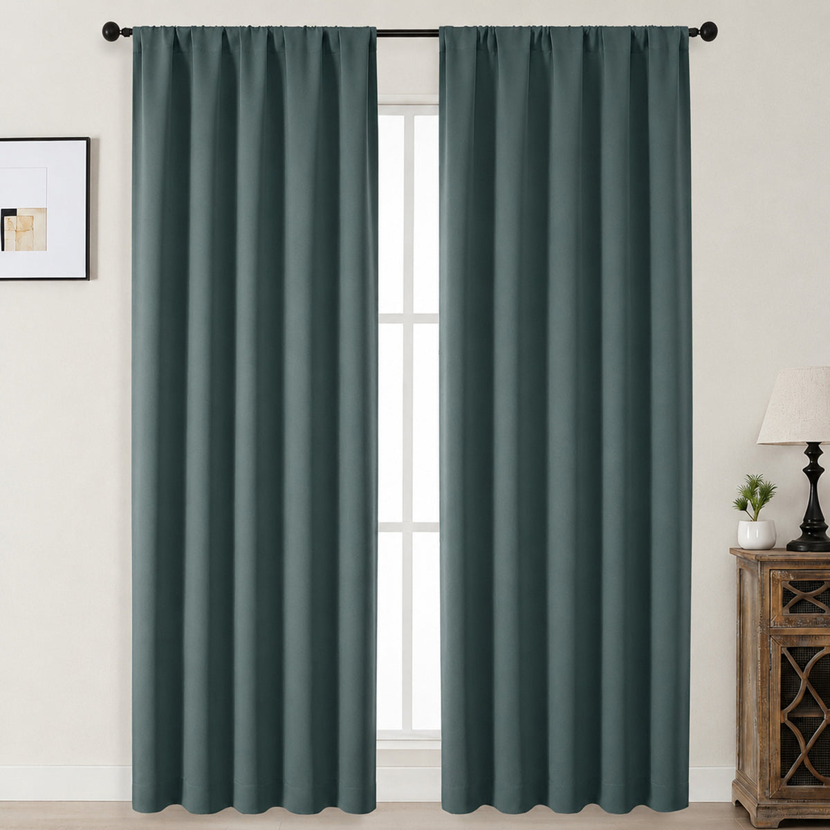 MKHILL Aether Blackout Curtains, 2 Panels - Moss Green - 50"W x 90"L - 2 Panels