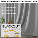 MKHILL Grommet Blackout Curtains, 2 Panels - Grey - product detail