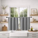 MKHILL Vela Grey Short Blackout Curtains 24 Inch 2 Panels Set