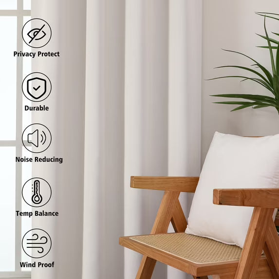 MKHILL Vela Natural Short Blackout Curtains 24 Inch Length 2 Panels
