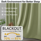 MKHILL Grommet Blackout Curtains, 2 Panels - Sage Green - product detail