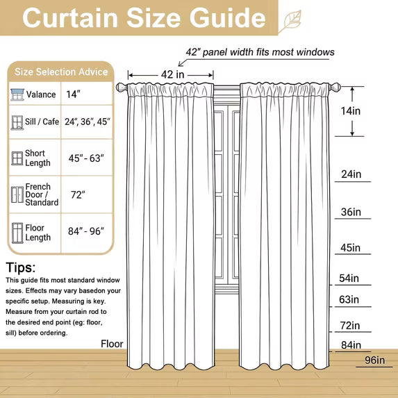MKHILL 42x84 Ivory Crushed Sheer Curtains 2 Panels Set