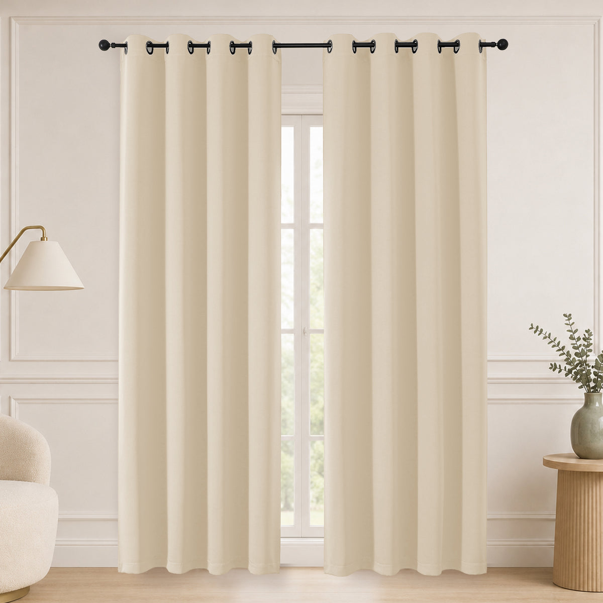 MKHILL Grommet Blackout Curtains, 2 Panels - Biscotti Beige - 50"W x 84"L - 2 Panels