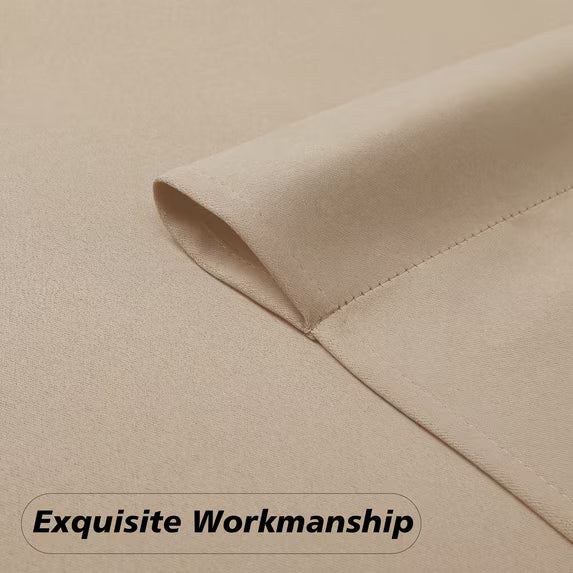 MKHILL Vela Biscotti Beige Short Blackout Curtains 24 Inch 2 Panels, Room Darkening Thermal Insulated Rod Pocket Half Window Tier Curtains for Kitchen Sink Bathroom RV Camper