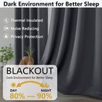 MKHILL Grommet Blackout Curtains, 2 Panels - Charcoal - product detail