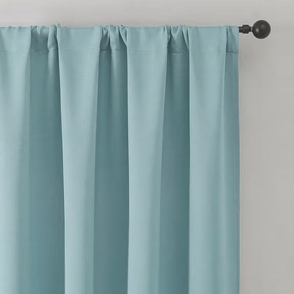 MKHILL Vela Aqua Short Blackout Curtains 36 Inch 2 Panels, Room Darkening Thermal Insulated Rod Pocket Half Window Tier Curtains for Kitchen Sink Bathroom RV Camper