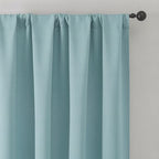 MKHILL Vela Aqua Short Blackout Curtains 36 Inch 2 Panels, Room Darkening Thermal Insulated Rod Pocket Half Window Tier Curtains for Kitchen Sink Bathroom RV Camper