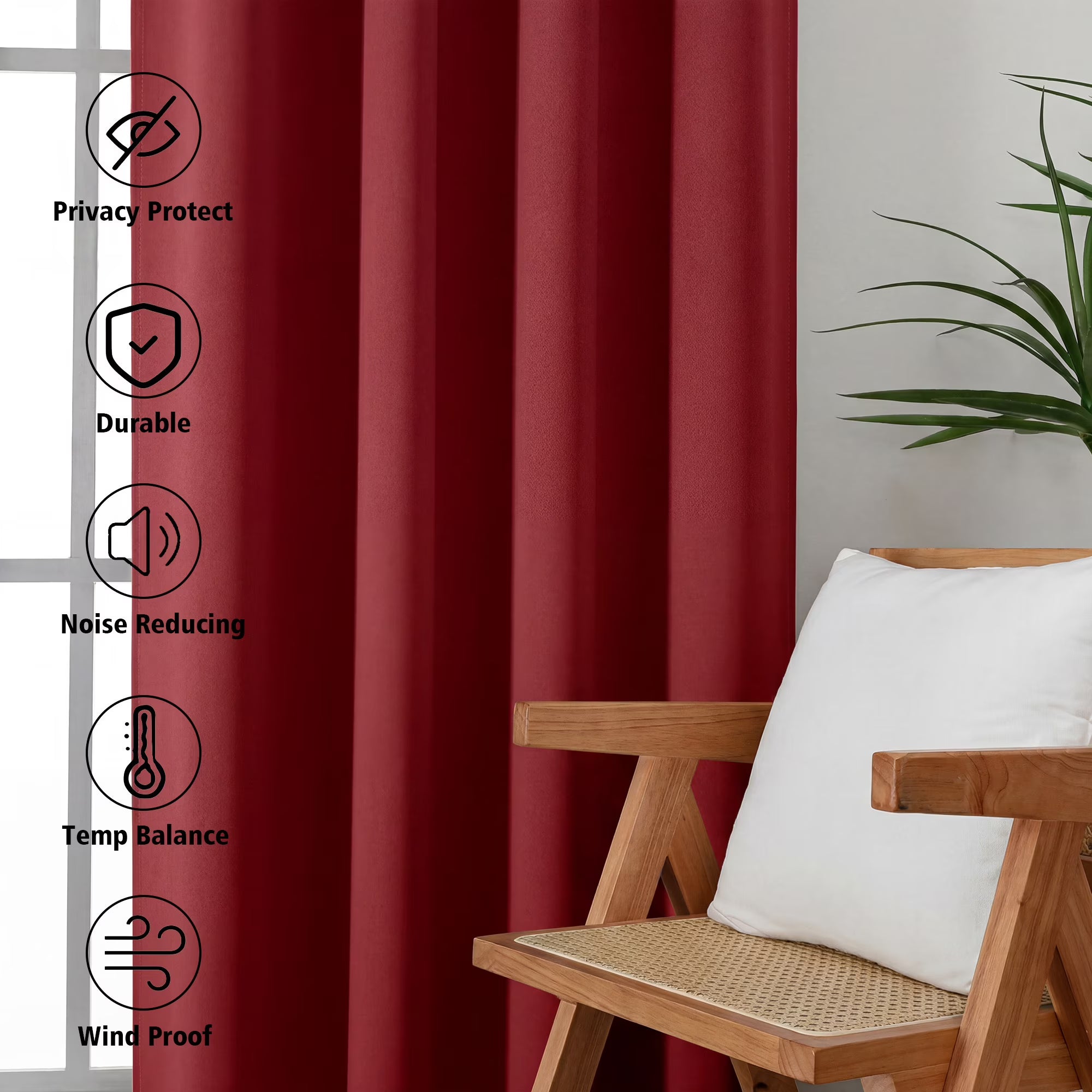 MKHILL Vela Red Short Blackout Curtains 24 Inch Length 2 Panels