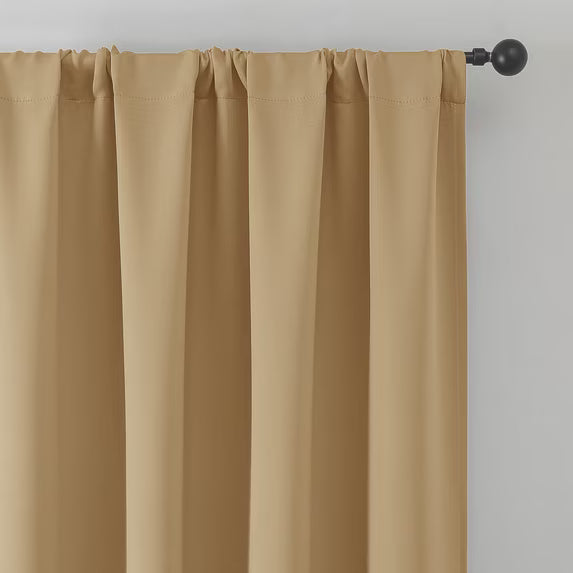 MKHILL Vela Gold Short Blackout Curtains 24 Inch Length 2 Panels