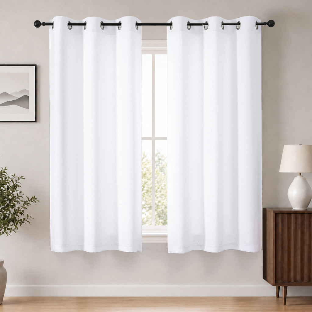 MKHILL Grommet Blackout Curtains, 2 Panels - Pure White - 40"W x 54"L - 2 Panels
