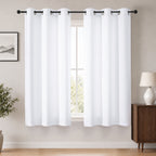 MKHILL Grommet Blackout Curtains, 2 Panels - Pure White - 40"W x 54"L - 2 Panels
