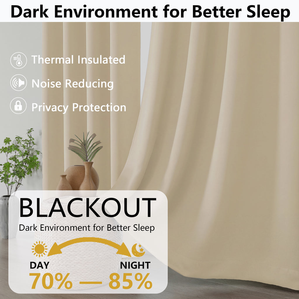 MKHILL Grommet Blackout Curtains, 2 Panels - Biscotti Beige - product detail