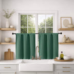 MKHILL Vela Ever Green Blackout Thermal Tier Curtains 2 Panels， 30"W x 24"L