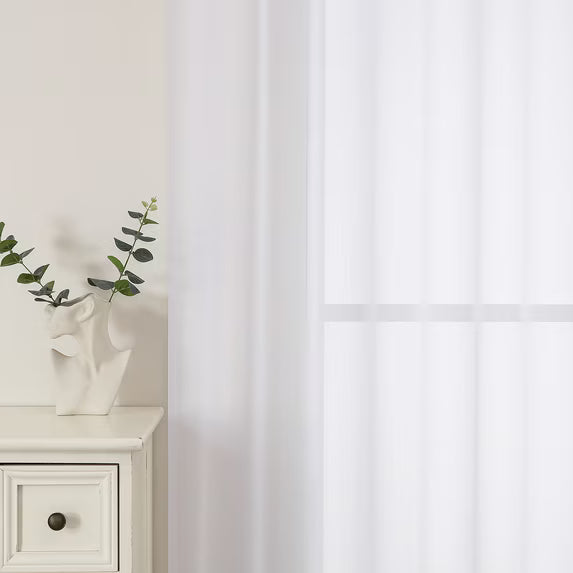 MKHILL 42x84 White Sheer Curtains 2 Panels Set