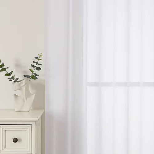 MKHILL 42x84 White Sheer Curtains 2 Panels Set