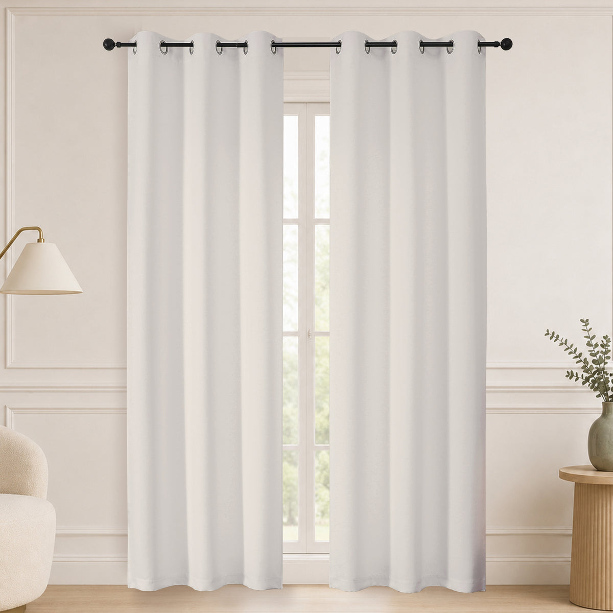MKHILL Grommet Blackout Curtains, 2 Panels - Natural - 40"W x 72"L - 2 Panels