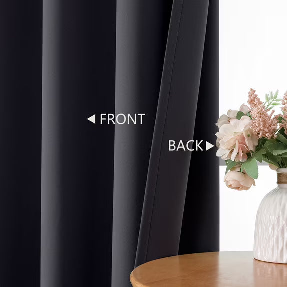 MKHILL Vela Black Blackout Tier Curtains 36 Inch 2 Panels, Thermal Insulated Room Darkening Rod Pocket Cafe