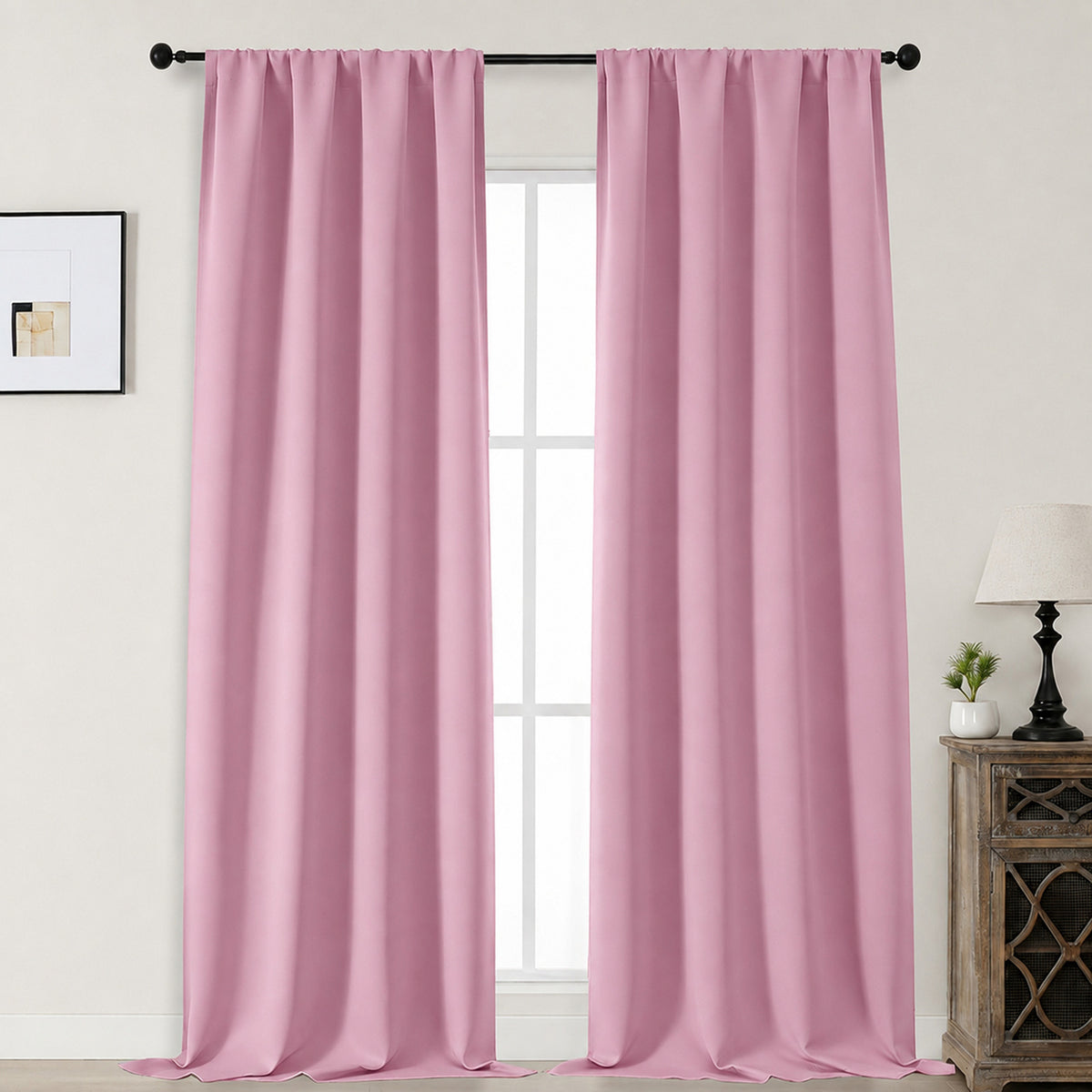 MKHILL Aether Blackout Curtains, 2 Panels - Blush Pink - 50"W x 96"L - 2 Panels
