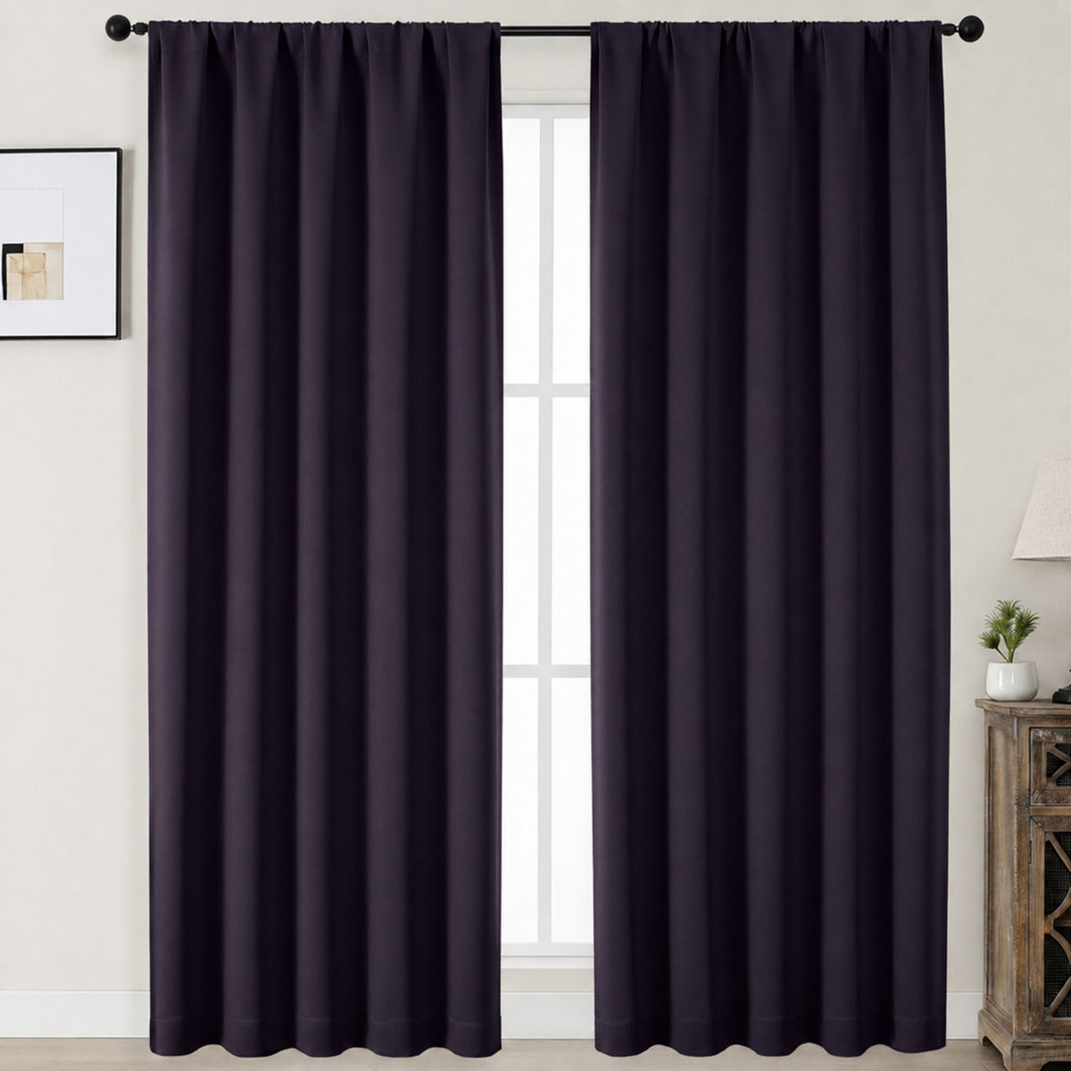 MKHILL Aether Blackout Curtains, 2 Panels - Blackberry - 50"W x 84"L - 2 Panels