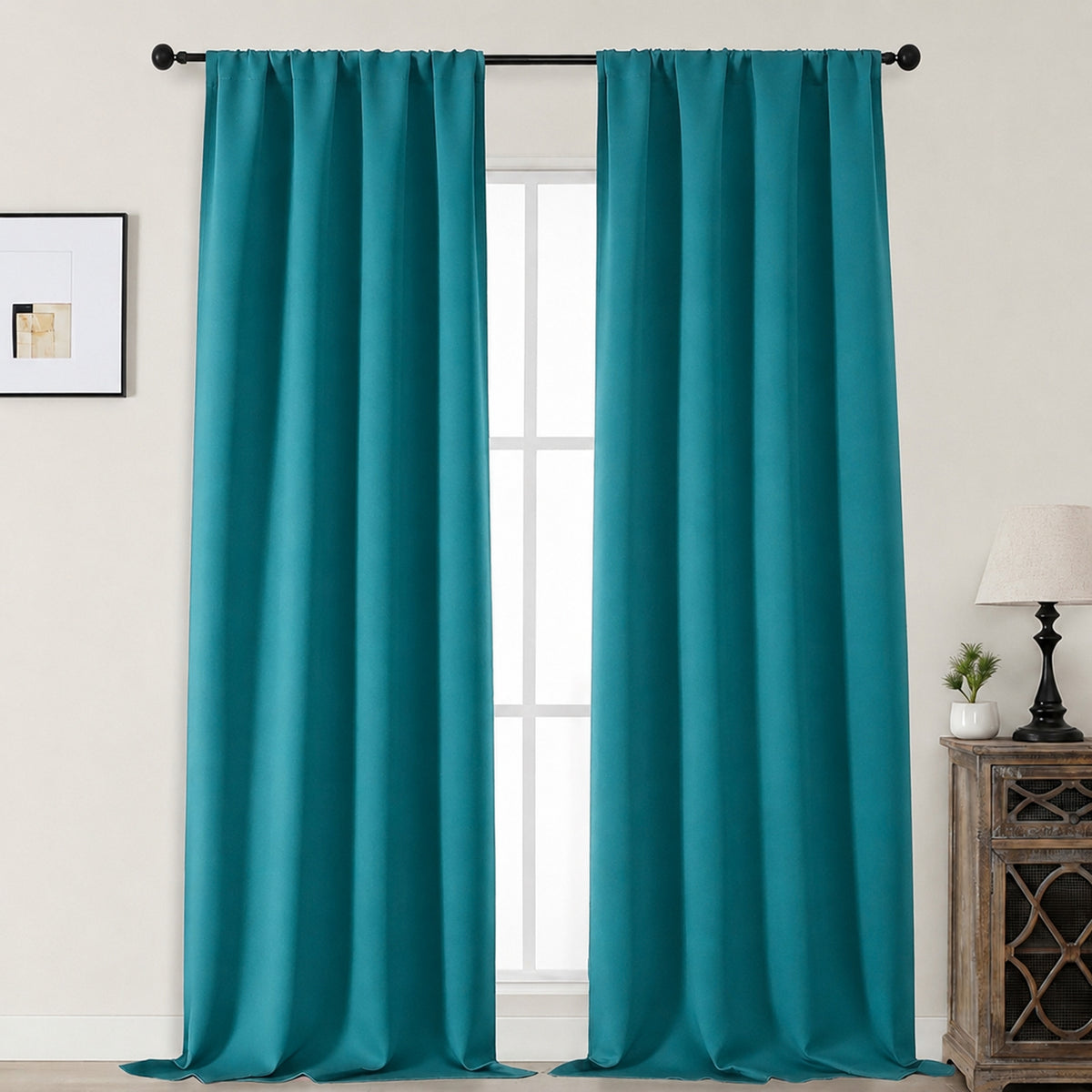 MKHILL Aether Blackout Curtains, 2 Panels - Turquoise - 50"W x 96"L - 2 Panels