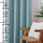MKHILL Vela Aqua Short Blackout Curtains 36 Inch 2 Panels, Room Darkening Thermal Insulated Rod Pocket Half Window Tier Curtains for Kitchen Sink Bathroom RV Camper